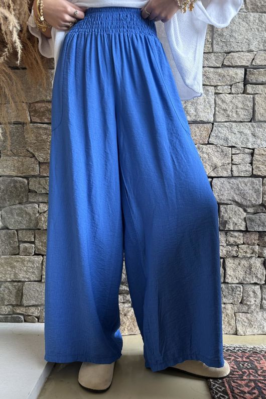 Basso Shirring Wide Leg Pant Soft Cobalt